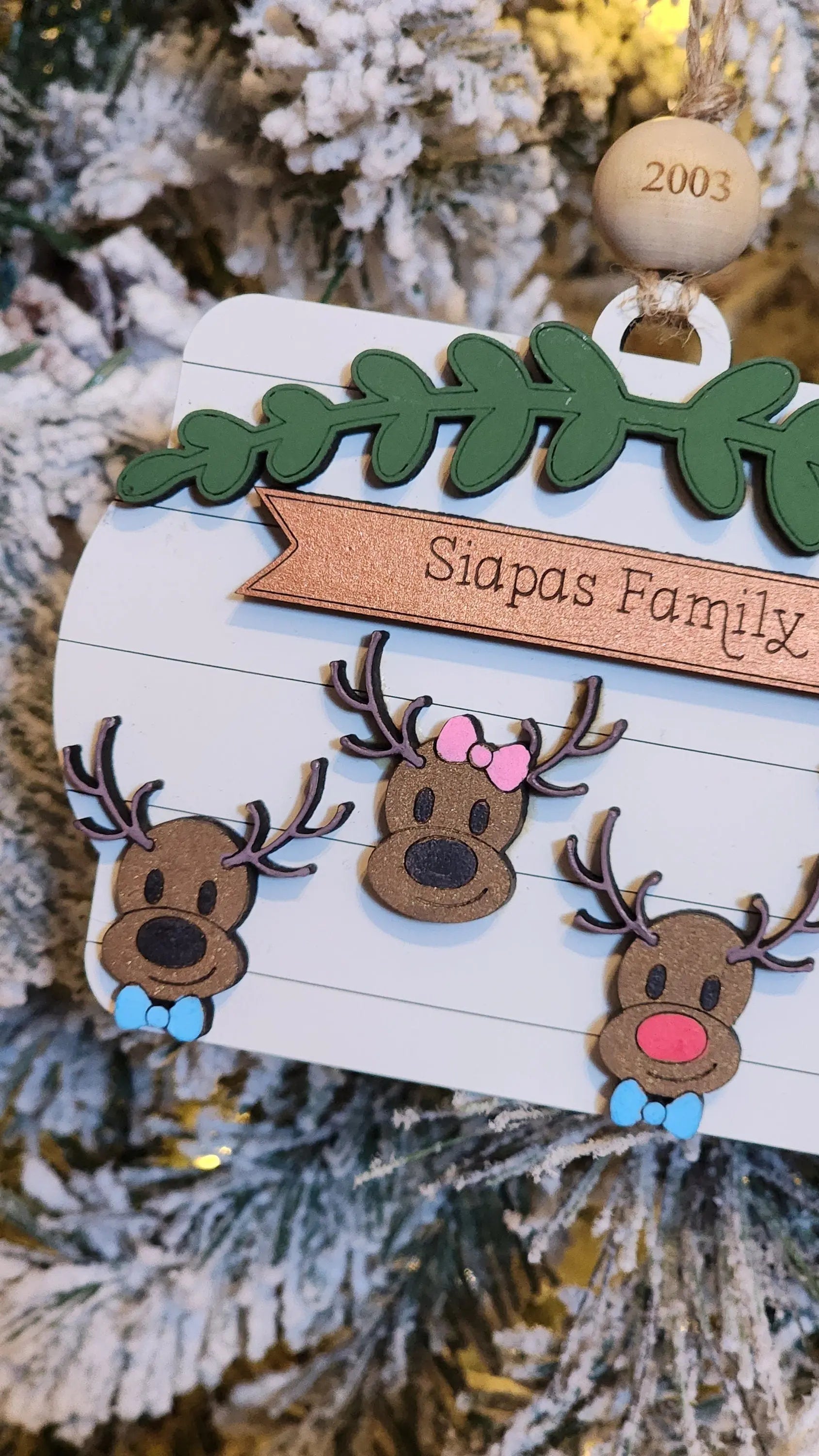 Family Reindeer | Personalized Ornament Woodsy What Knots