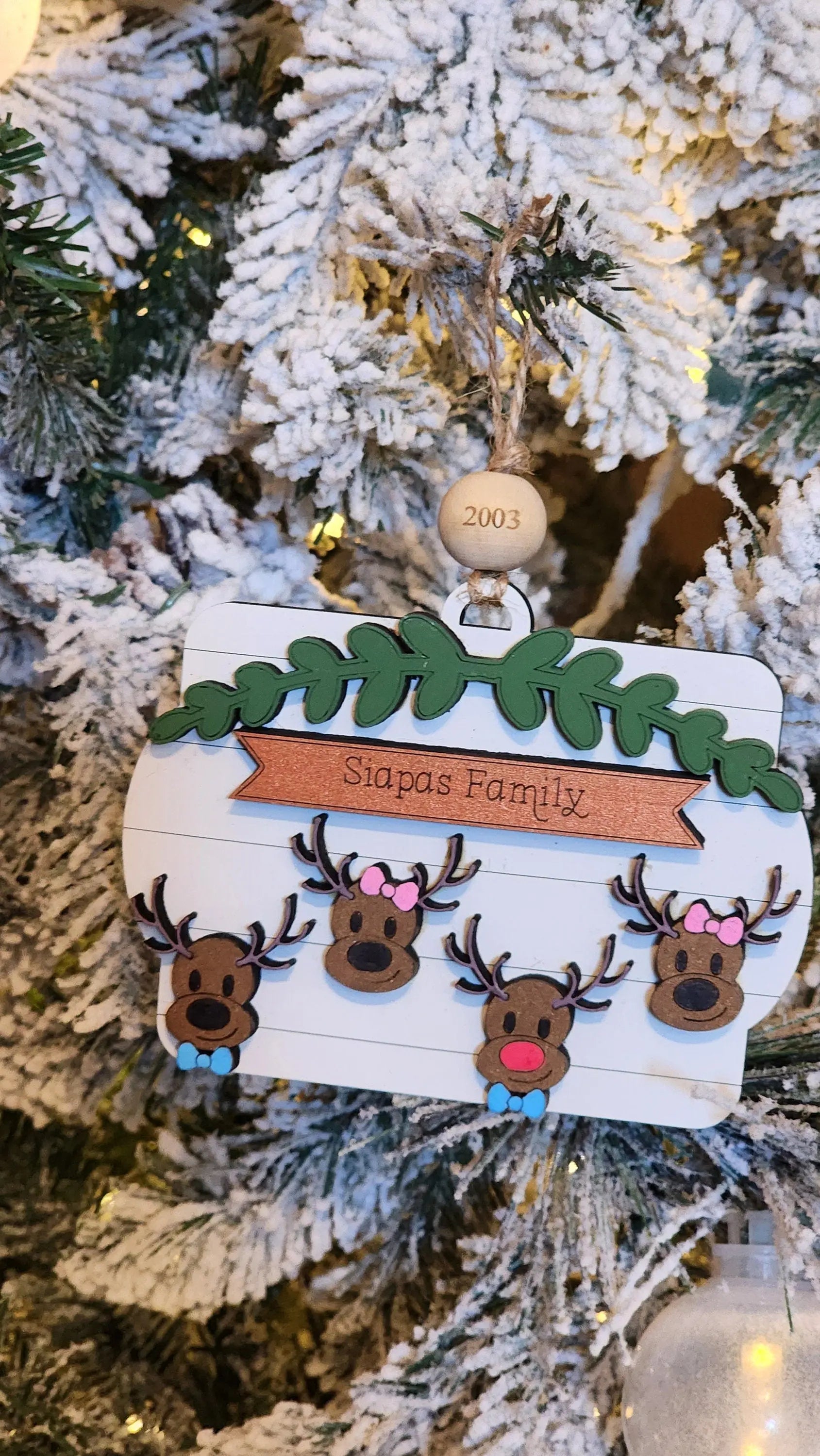 Family Reindeer | Personalized Ornament Woodsy What Knots