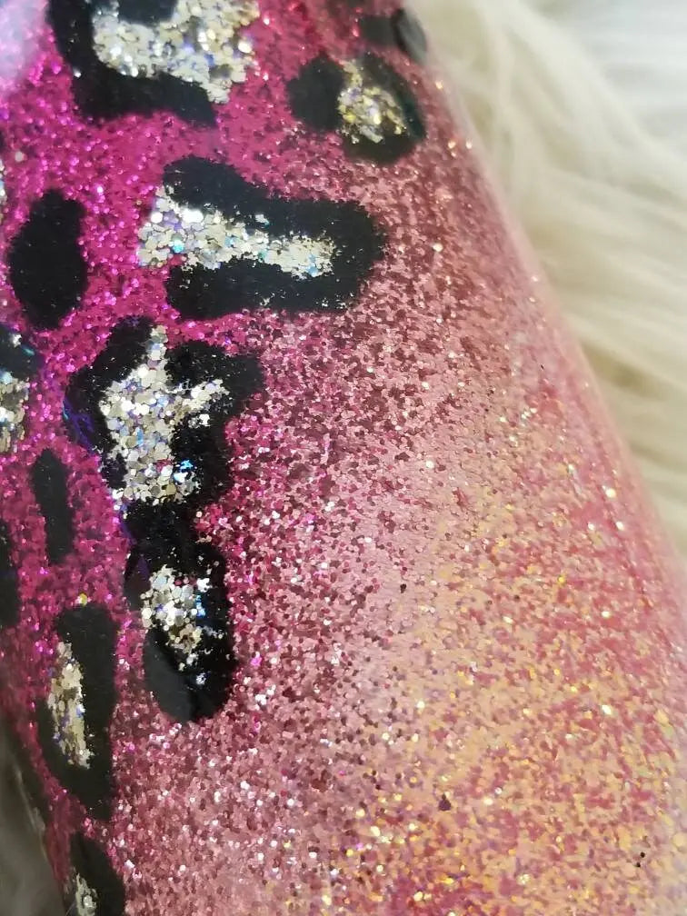 Glittered Leopard Print Swirl  | Stay Humble, Hustle Hard | Personalized Tumbler Woodsy What Knots