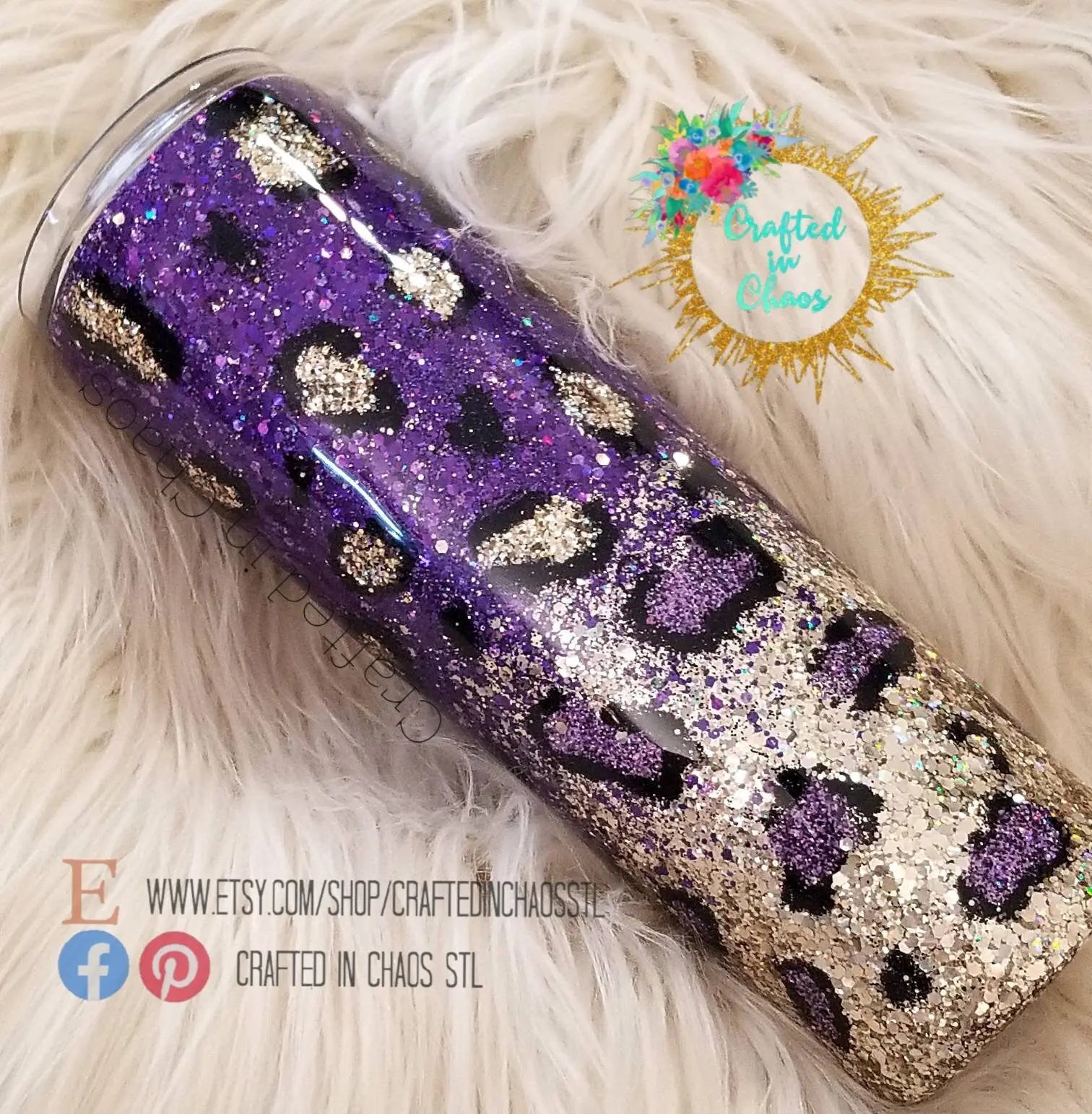 Glittered Leopard Print  |  Personalized Tumbler Woodsy What Knots