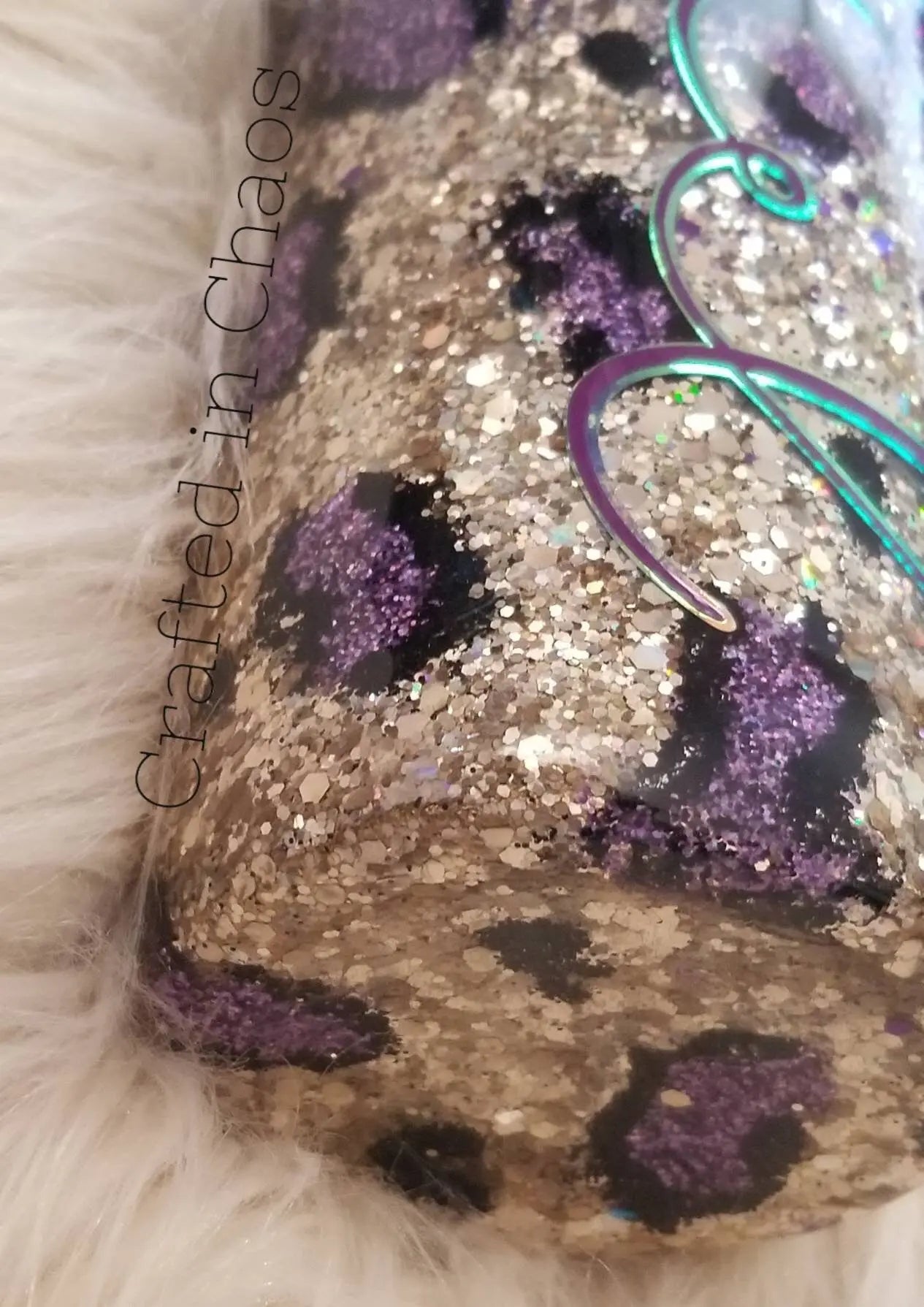 Glittered Leopard Print  |  Personalized Tumbler Woodsy What Knots
