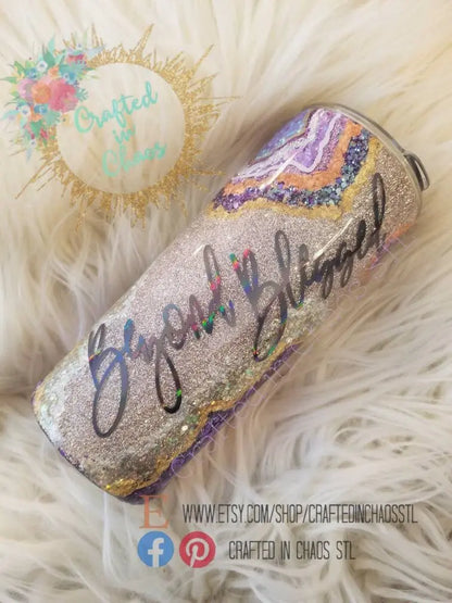 Purple Geode Tumbler | Personalized Glitter Tumbler Woodsy What Knots