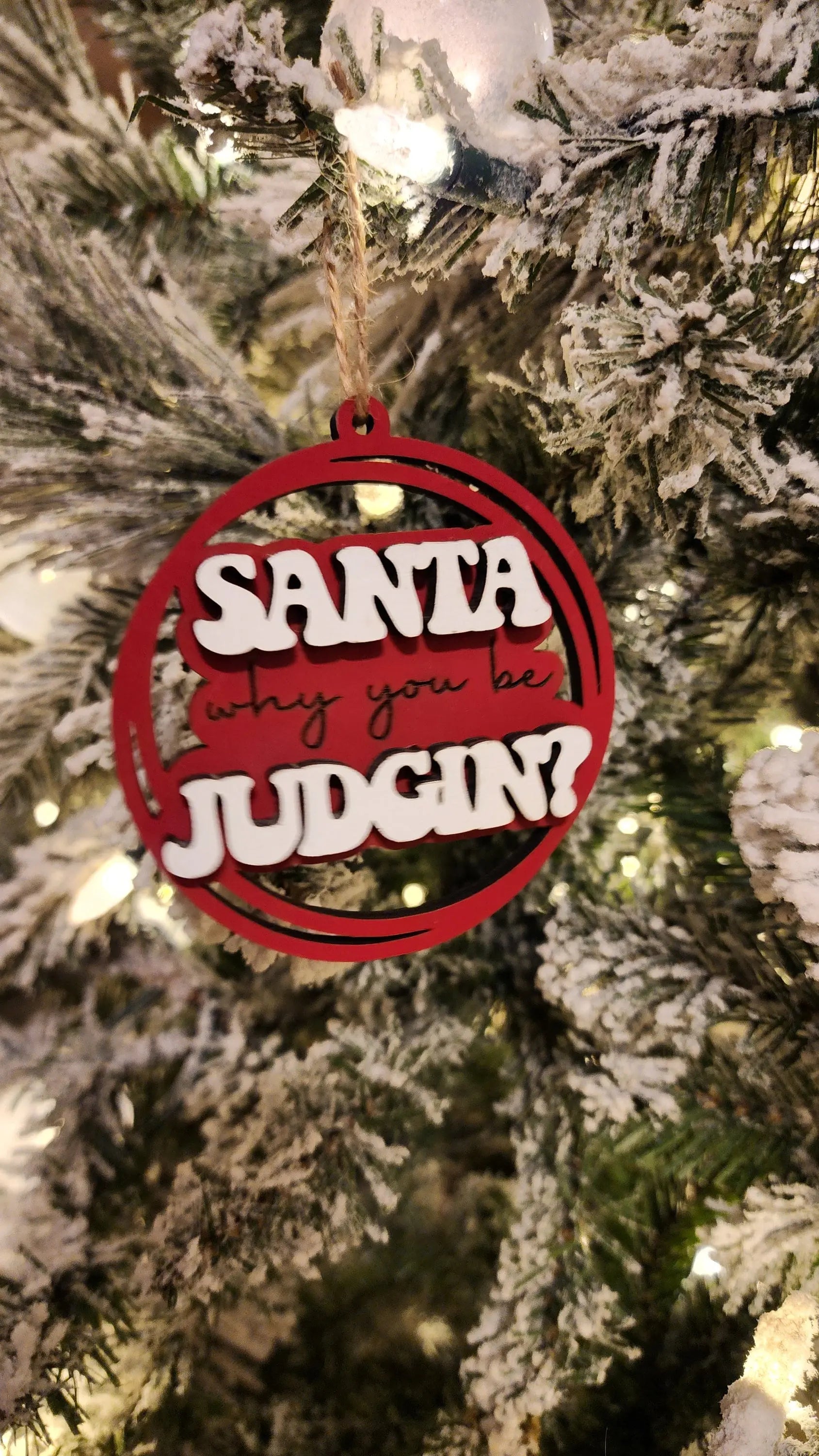Santa Judging | Funny Ornament Woodsy What Knots