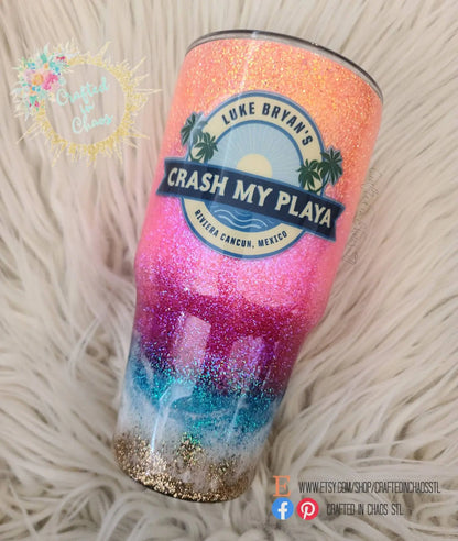Sunset Beach Tumbler  | Custom Crash My Playa Tumbler Woodsy What Knots