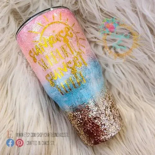 Sunset Beach Tumbler | Personalized Tumbler Woodsy What Knots