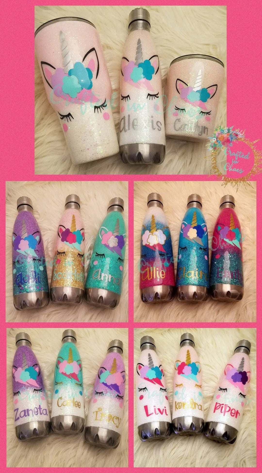 Unicorn Glitter Tumbler | Personalized Tumbler - Woodsy What Knots