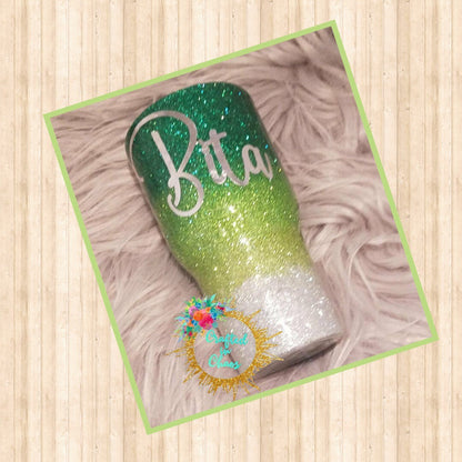 Glittered Ombre Monogram Tumbler | Personalized Glitter Tumbler