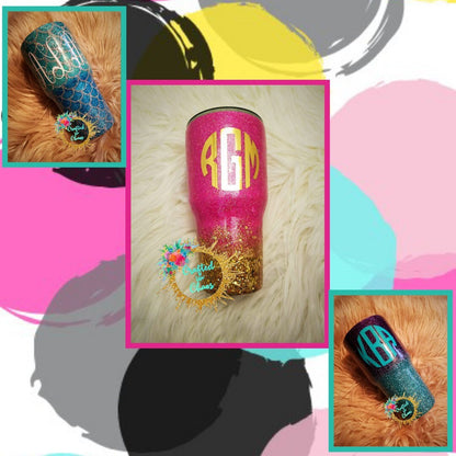 Glittered Ombre Monogram Tumbler | Personalized Glitter Tumbler