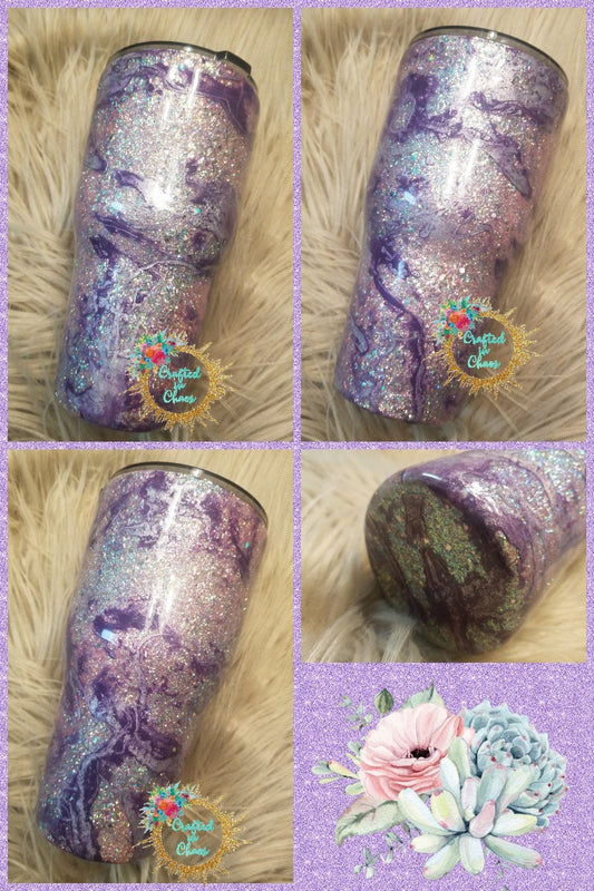 Purple Hydro Dipped Tumbler | Personlized Glitter Tumbler