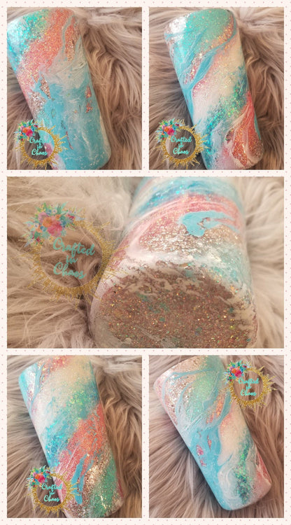 Swirl Glittered and Hydro Dipped | Personalized Tumbler