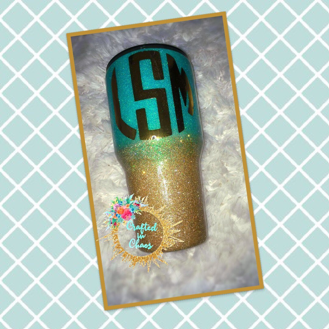 Glittered Ombre Monogram Tumbler | Personalized Glitter Tumbler