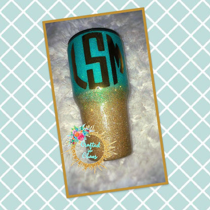 Glittered Ombre Monogram Tumbler | Personalized Glitter Tumbler