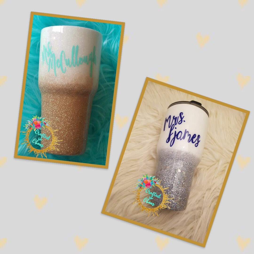 Glittered Ombre Monogram Tumbler | Personalized Glitter Tumbler