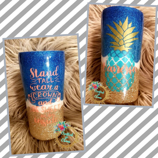 Stand Tall Like a Pineapple | Personalized Glitter Tumbler