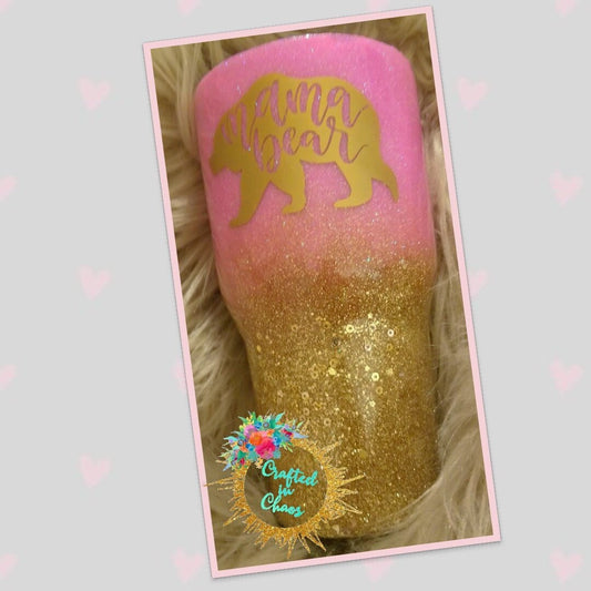 Mama Bear Tumbler |  Personalized  Glitter Tumbler