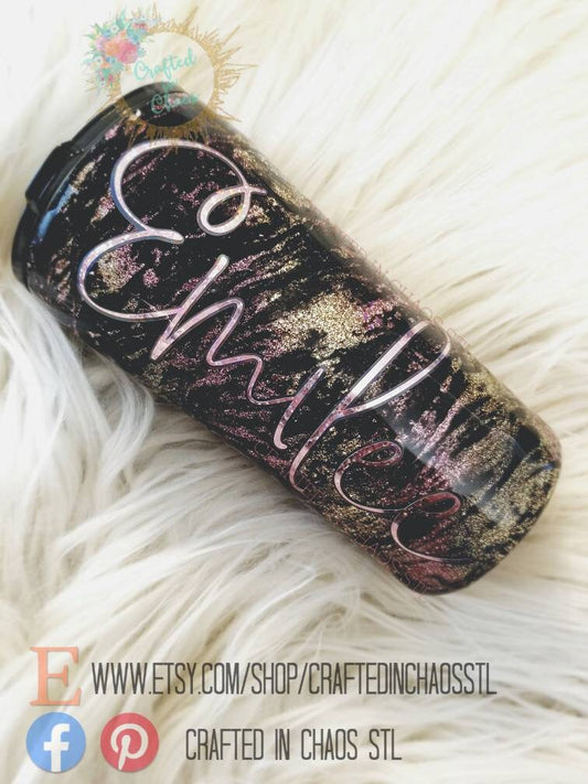 Rose Gold and Gold Glitter Tumbler |  Personalized Glitter Tumbler