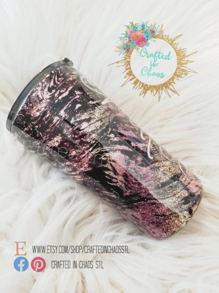 Rose Gold and Gold Glitter Tumbler |  Personalized Glitter Tumbler