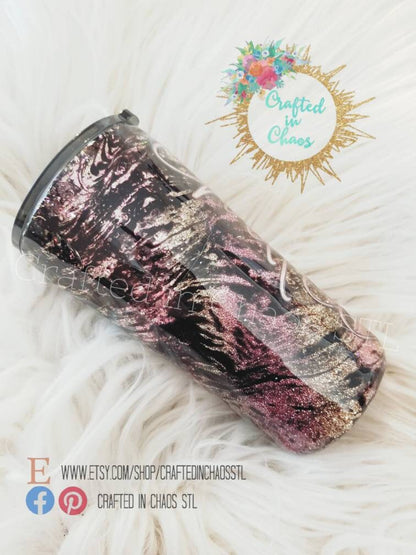 Rose Gold and Gold Glitter Tumbler |  Personalized Glitter Tumbler