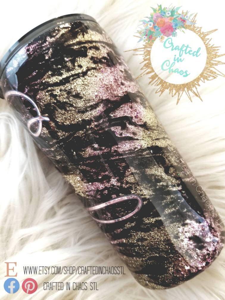 Rose Gold and Gold Glitter Tumbler |  Personalized Glitter Tumbler