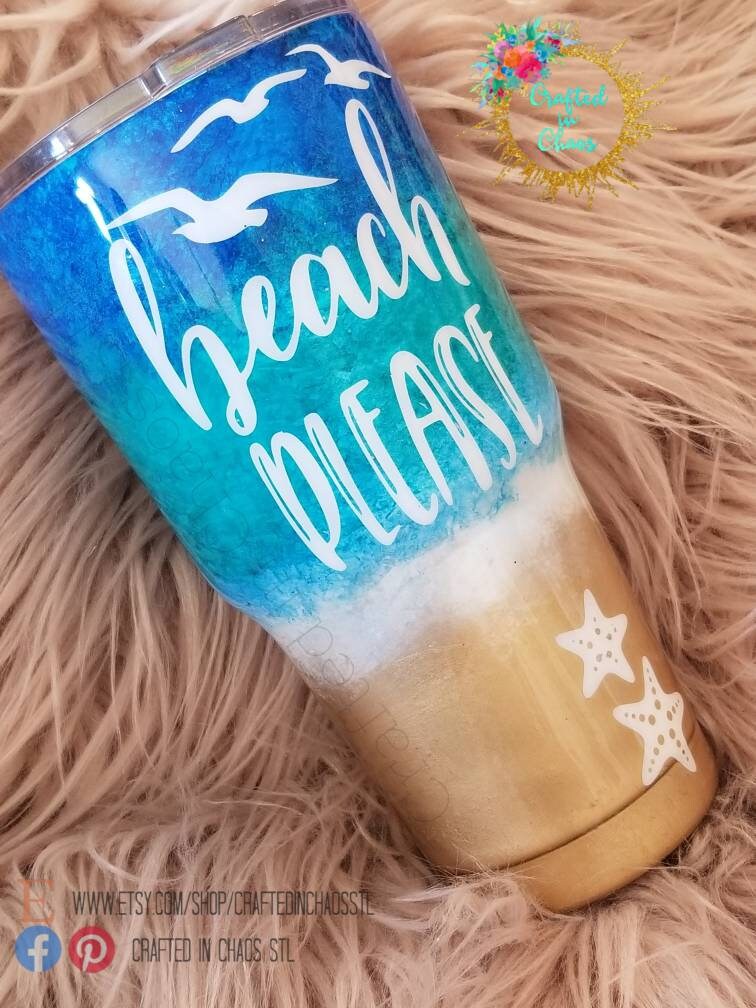 Beach Please | Personalized Glitter Beach Tumbler