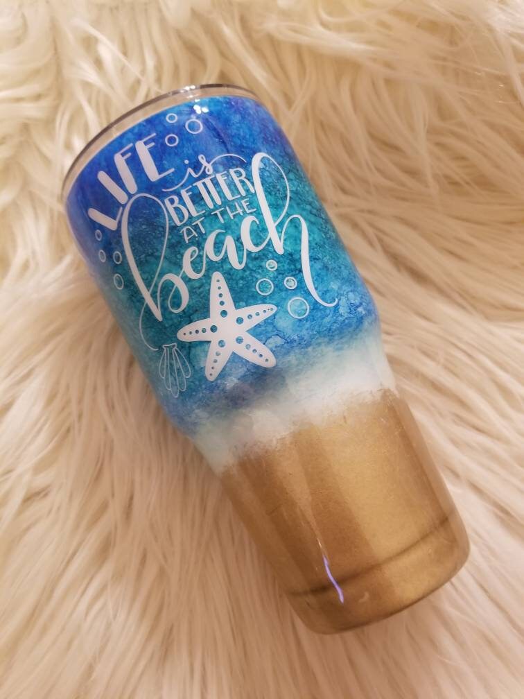 Life Is Better At The Beach | Custom Glittered Beach Tumbler