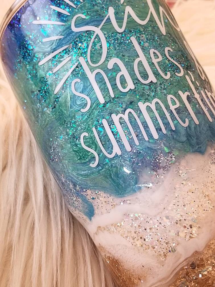 Sun, Shades and Summertime | Personalized Glitter Tumbler