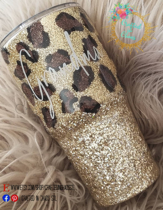 Leopard Print Tumbler | Personalized Glitter Tumbler