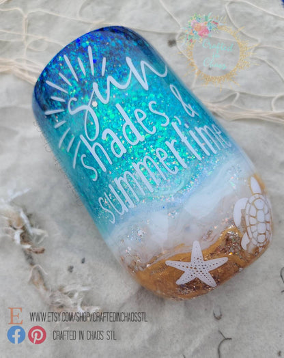 Sun Shades and Summertime Personalized Glitter Tumbler