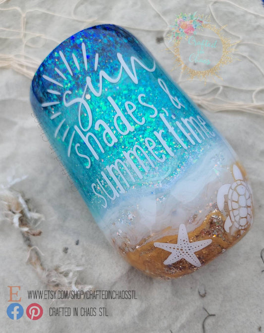 Sun Shades and Summertime Personalized Glitter Tumbler