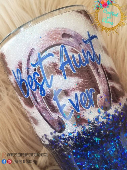 Cowhide & Glitter Tumbler | Personalized Tumbler