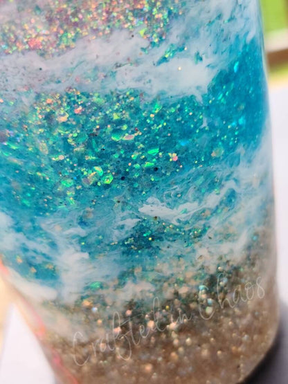 Sunset Beach Tumbler - Pineapple Tumbler- Glitter Stainless Steel Ozark/RTIC/Yeti cup - Destination Wedding - Beach Vacation -CMP 2020