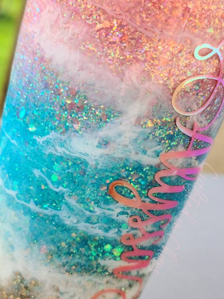 Sunset Beach Tumbler - Pineapple Tumbler- Glitter Stainless Steel Ozark/RTIC/Yeti cup - Destination Wedding - Beach Vacation -CMP 2020