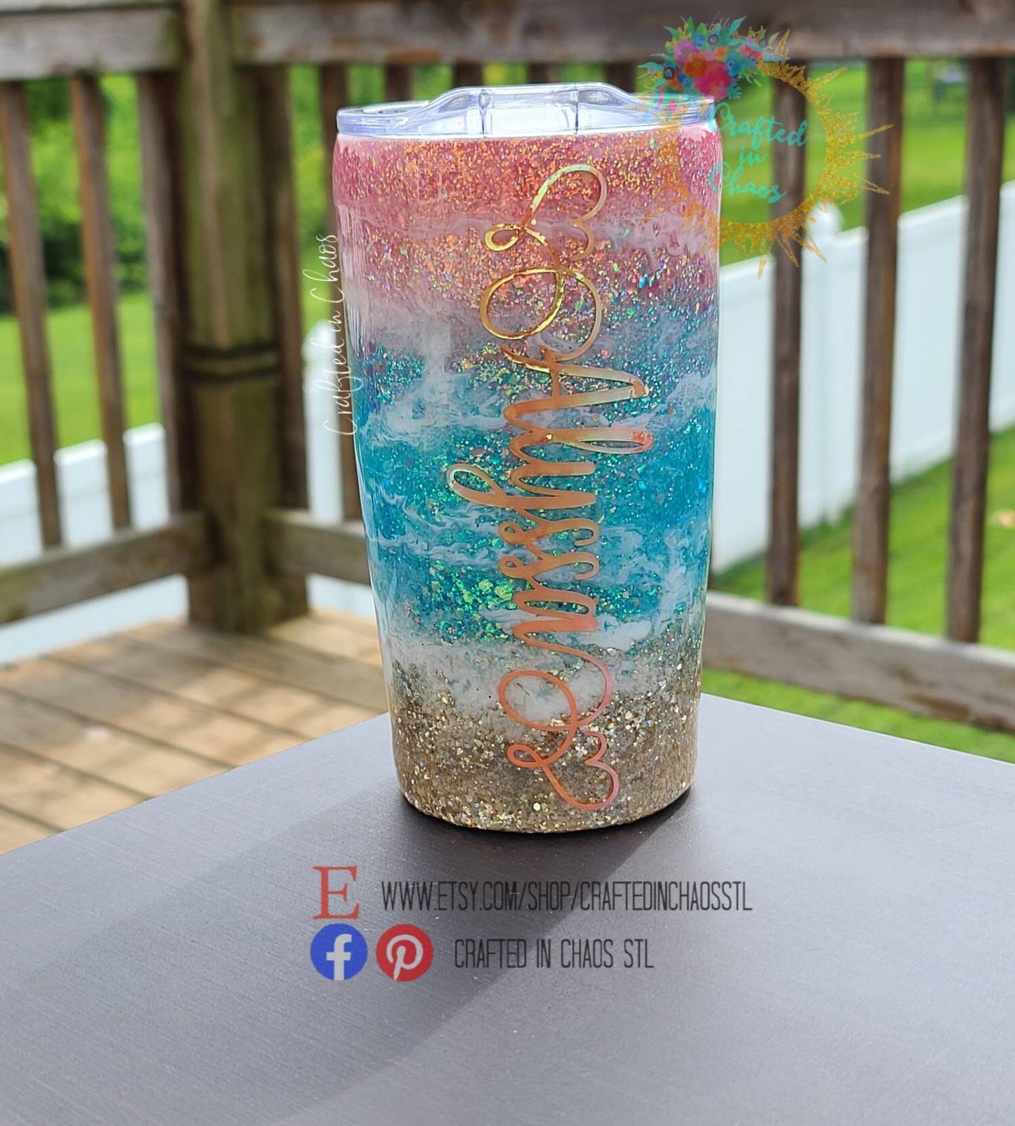 Sunset Beach Tumbler - Pineapple Tumbler- Glitter Stainless Steel Ozark/RTIC/Yeti cup - Destination Wedding - Beach Vacation -CMP 2020