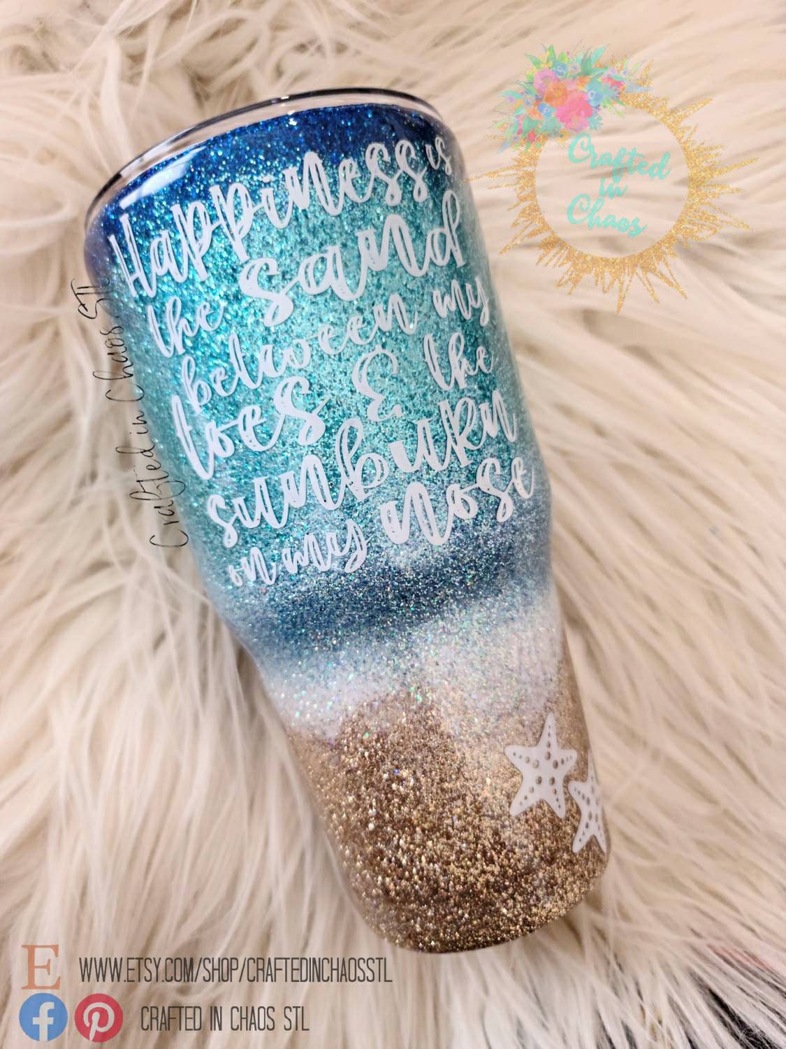 Sand And Sunburn Personalized Glitter Tumbler