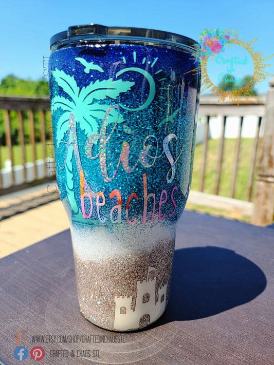 Adios, Beaches! Personalized Glitter Tumbler