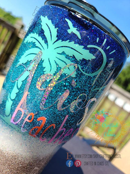 Adios, Beaches! | Personalized Glitter Tumbler