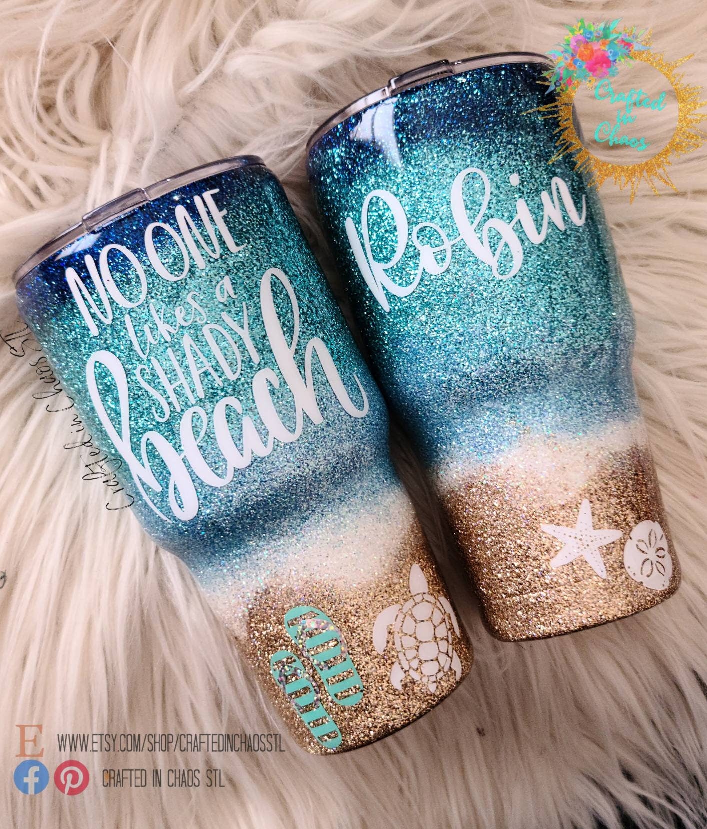 No One Likes A Shady Beach Personalized Glitter Tuimbler