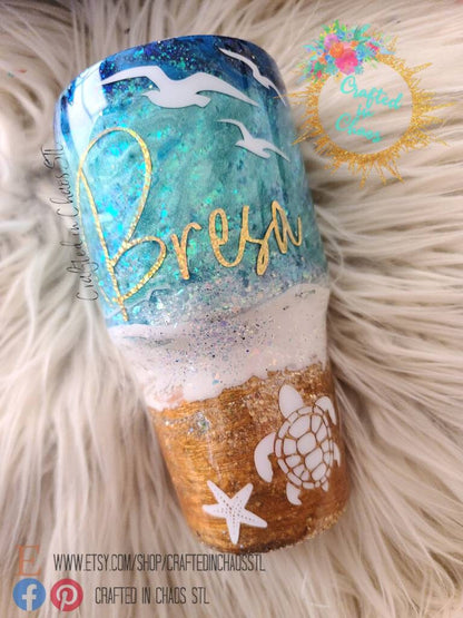 Adios Beach | Personalized Glitter Tumbler