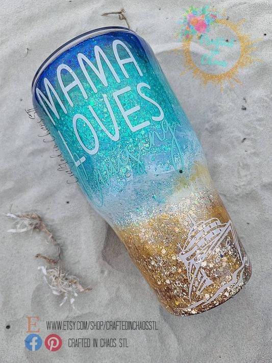 "Mama Loves Cruising" Personalized Glitter Tumbler