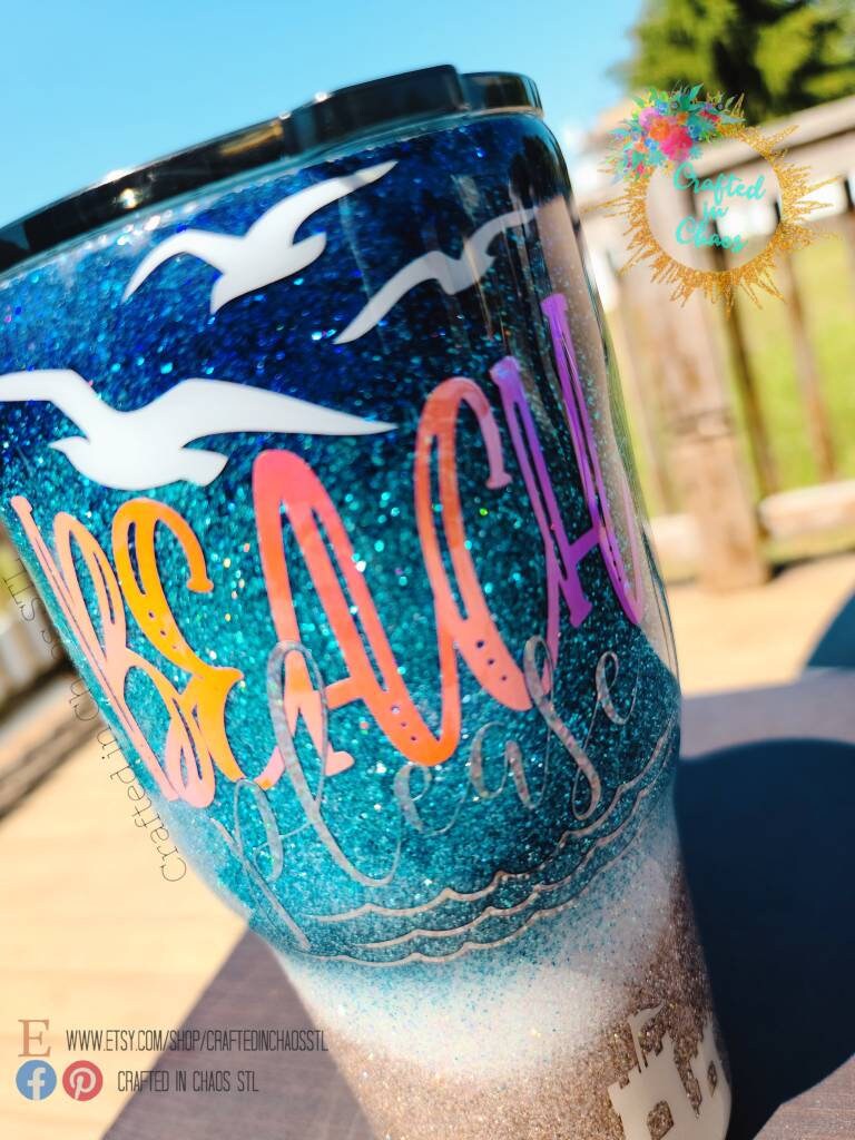 Beach Please | Personalized Glitter Beach Tumbler