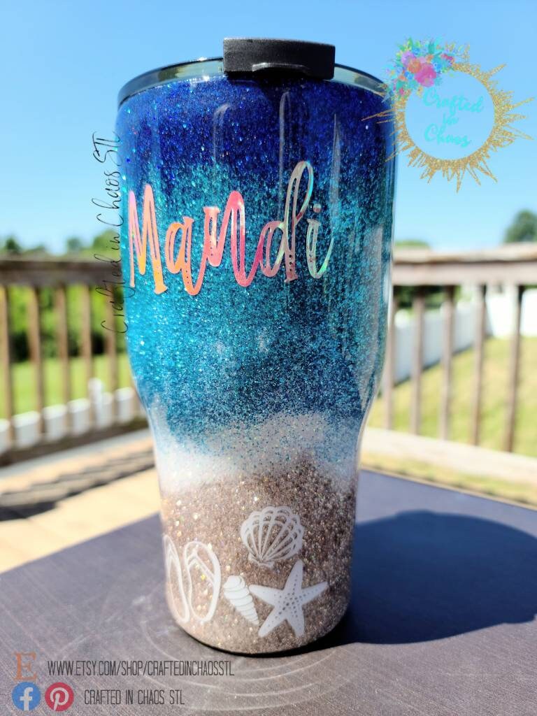 Beach Please | Personalized Glitter Beach Tumbler