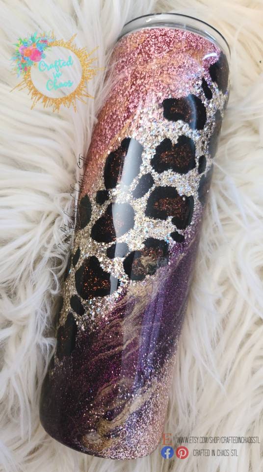 Personalized Gypsy Leopard Print Glitter Tumbler