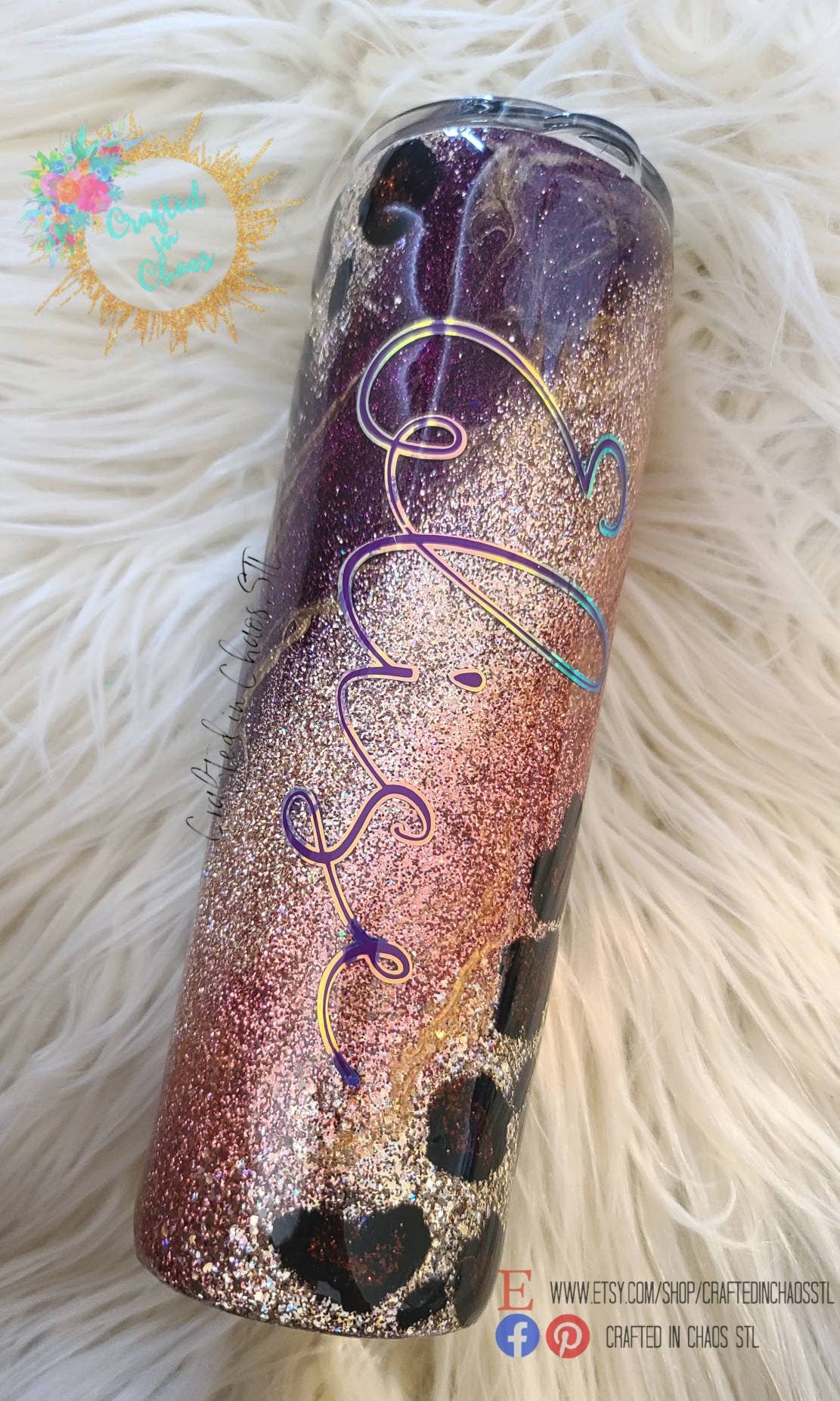 Personalized Gypsy Leapord Print Glitter Tumbler