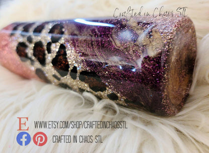 Personalized Gypsy Leopard Print Glitter Tumbler