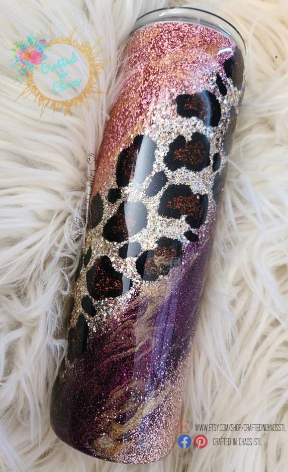 Personalized Gypsy Leopard Print Glitter Tumbler