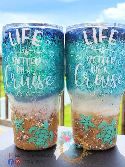 Life is Better on a Cruise |  Personalized Glitter Tumbler