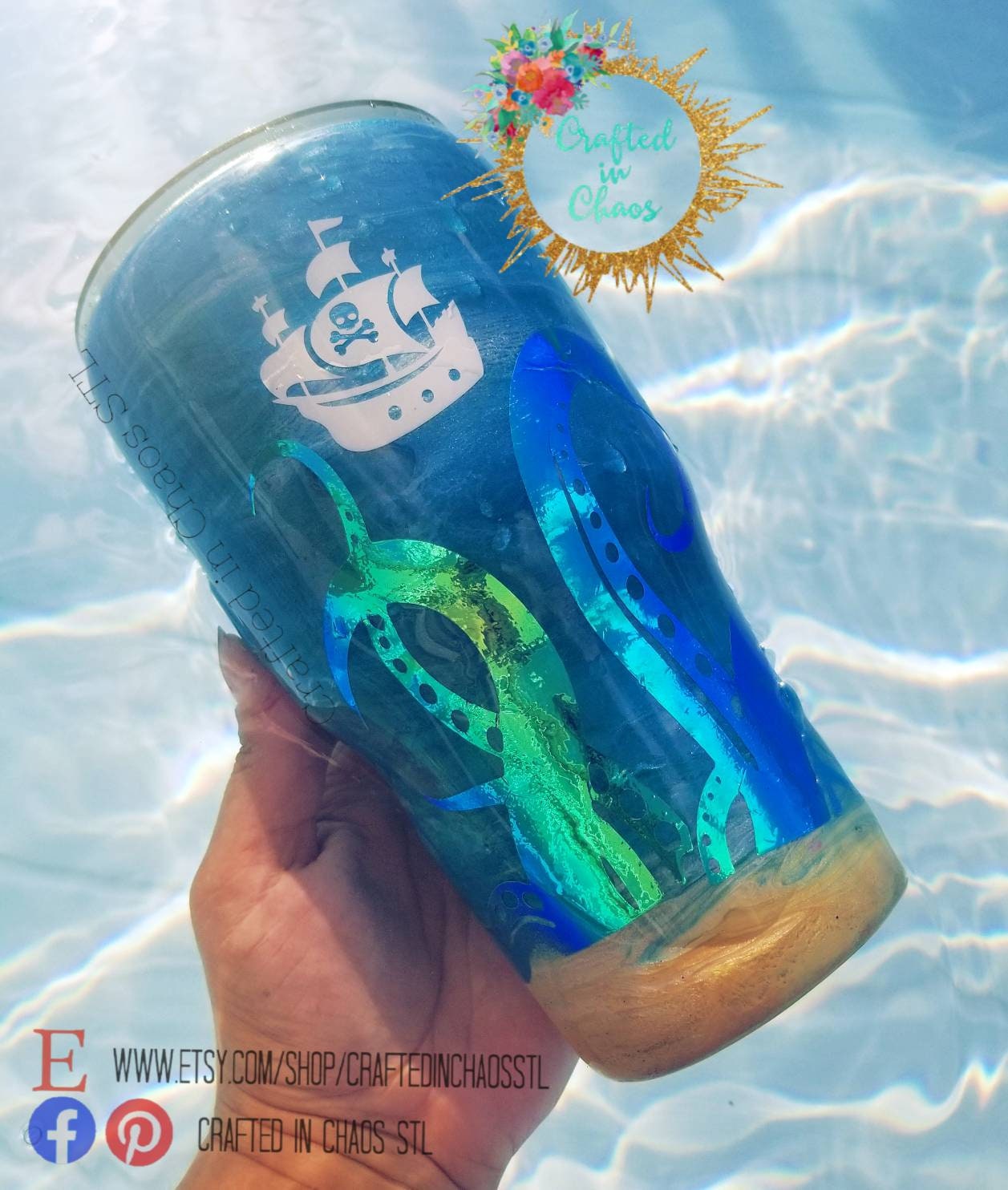 Pirate Themed Beach Tumbler