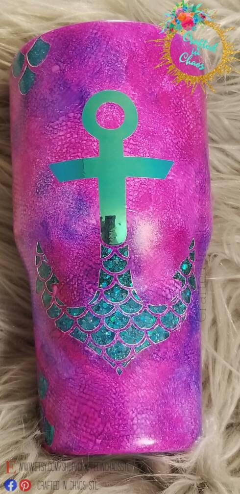 Mermaid Scales Tumbler w/Anchor |  Custom Beach Tumbler