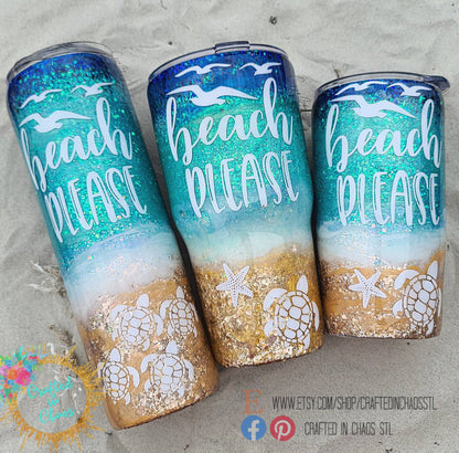 "Beach Please" Personalized Beach Tumbler