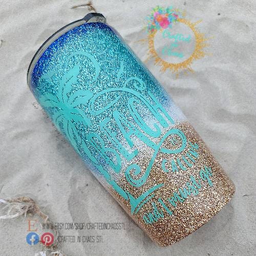 The Beach Is Calling  | Custom Glittered Tumbler